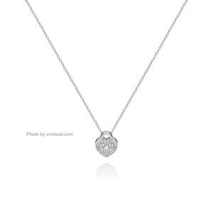 Sterling Silver 925 Heart & CZ Pendant Necklace